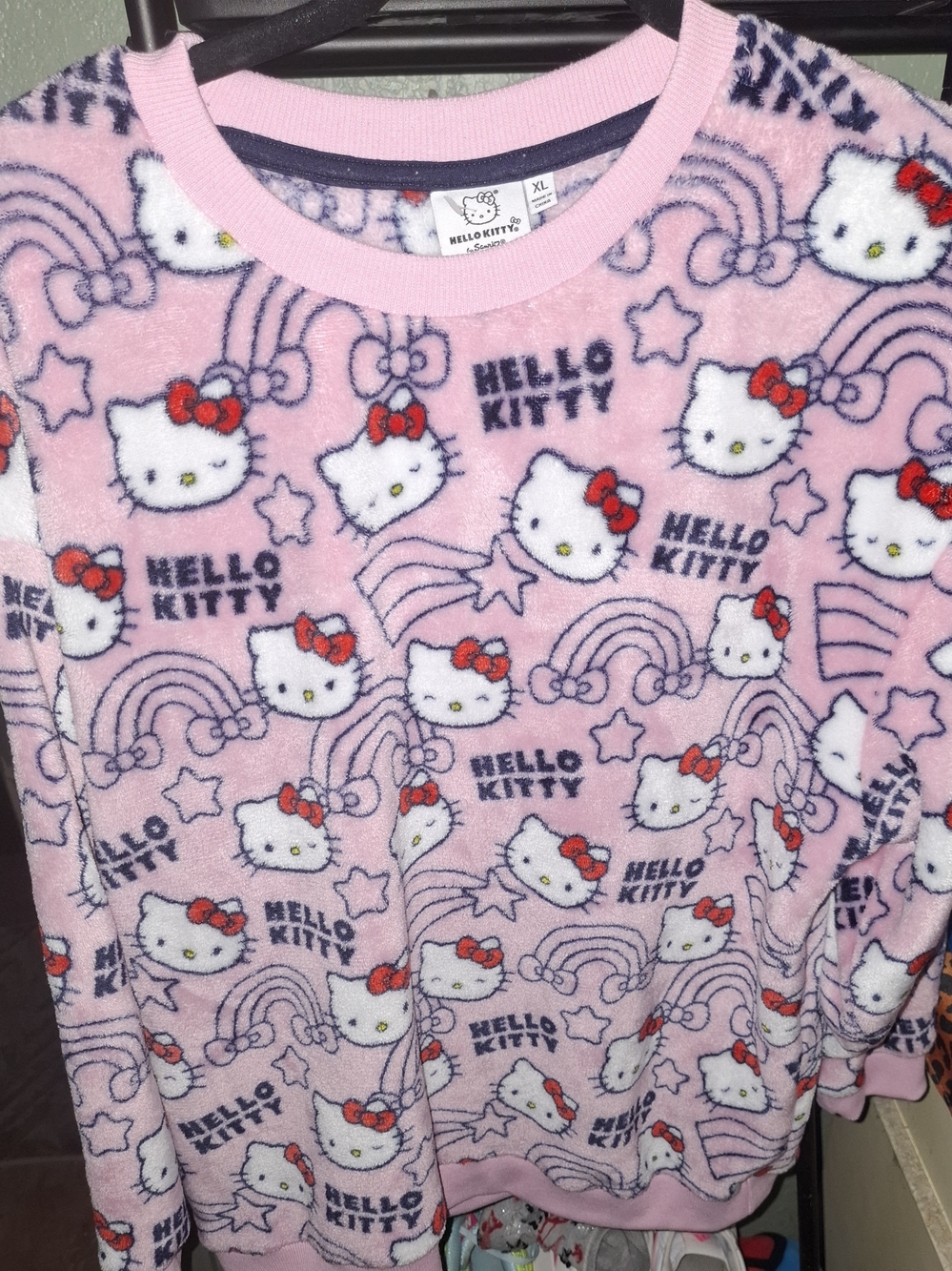 Hello Kitty Pink Fleece Sweatshirt with Red Bow Detail